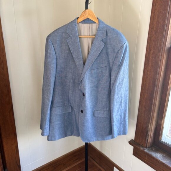 Charles Tyrwhitt Men’s 48L Light Blue Linen Cotton Classic Fit Sport Coat Blazer - Picture 2 of 10